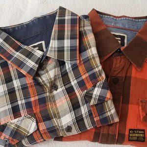 G-Star shirts set of two orange plaid size L